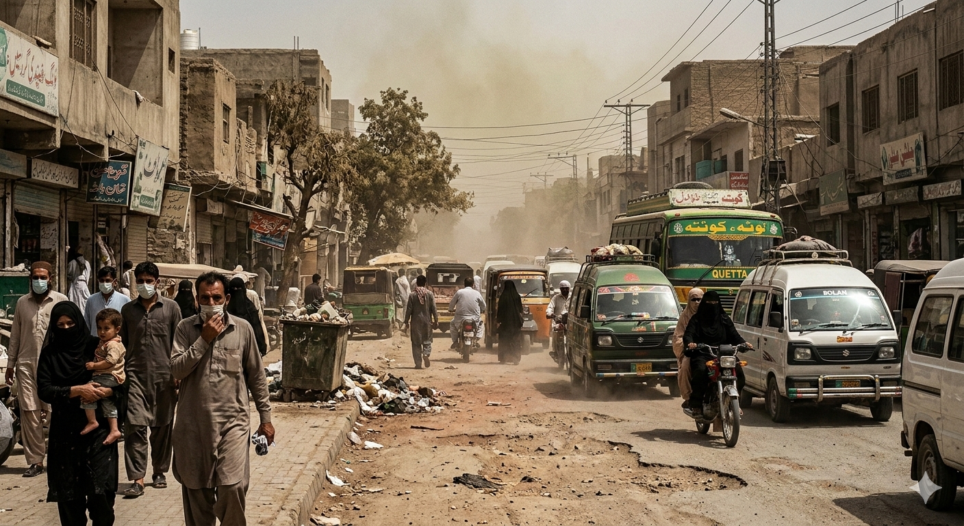 کوئٹہ کی سڑکیں، گرد و غبار اور بڑھتے امراض — انتظامیہ کب جاگے گی؟