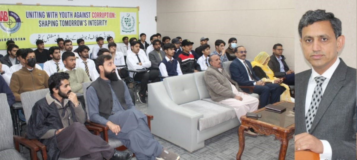 نیب بلوچستان کے زیراہتمام ایف جی بوائز ڈگری کالج کوئٹہ میں''نیب کے کام کا طریقہ کار اور بدعنوانی کے خاتمے میں طلباء کے کردار'' کے موضوع پر سیمینار